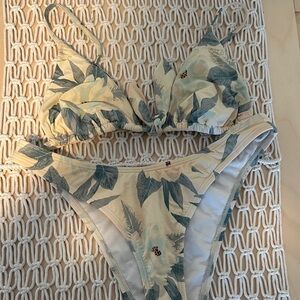 Billabong Floral Bikini in Cream and Green